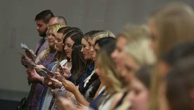 Purdue University College of Education students at the Teacher Education Pinning Ceremony.