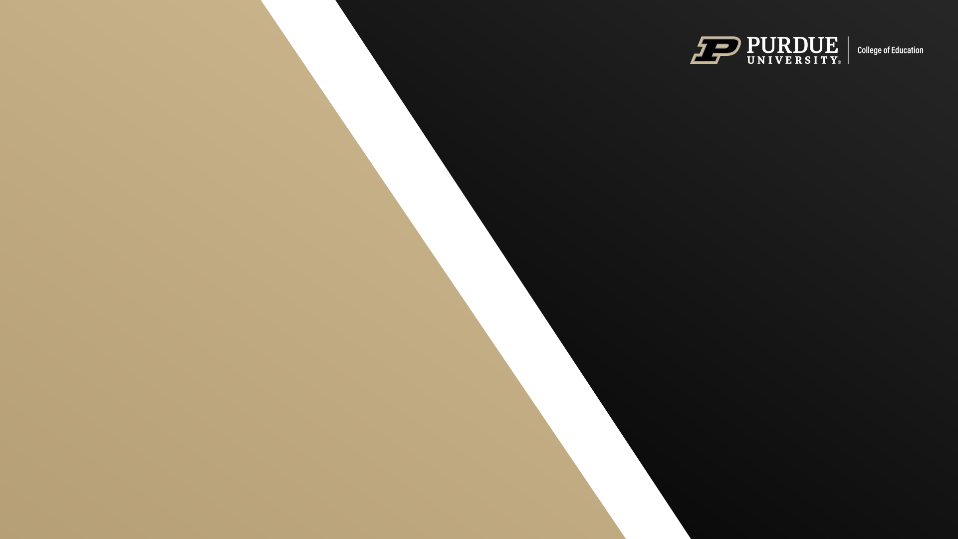 College of Education Virtual Background featuring a gold, white, and black diagonal background.