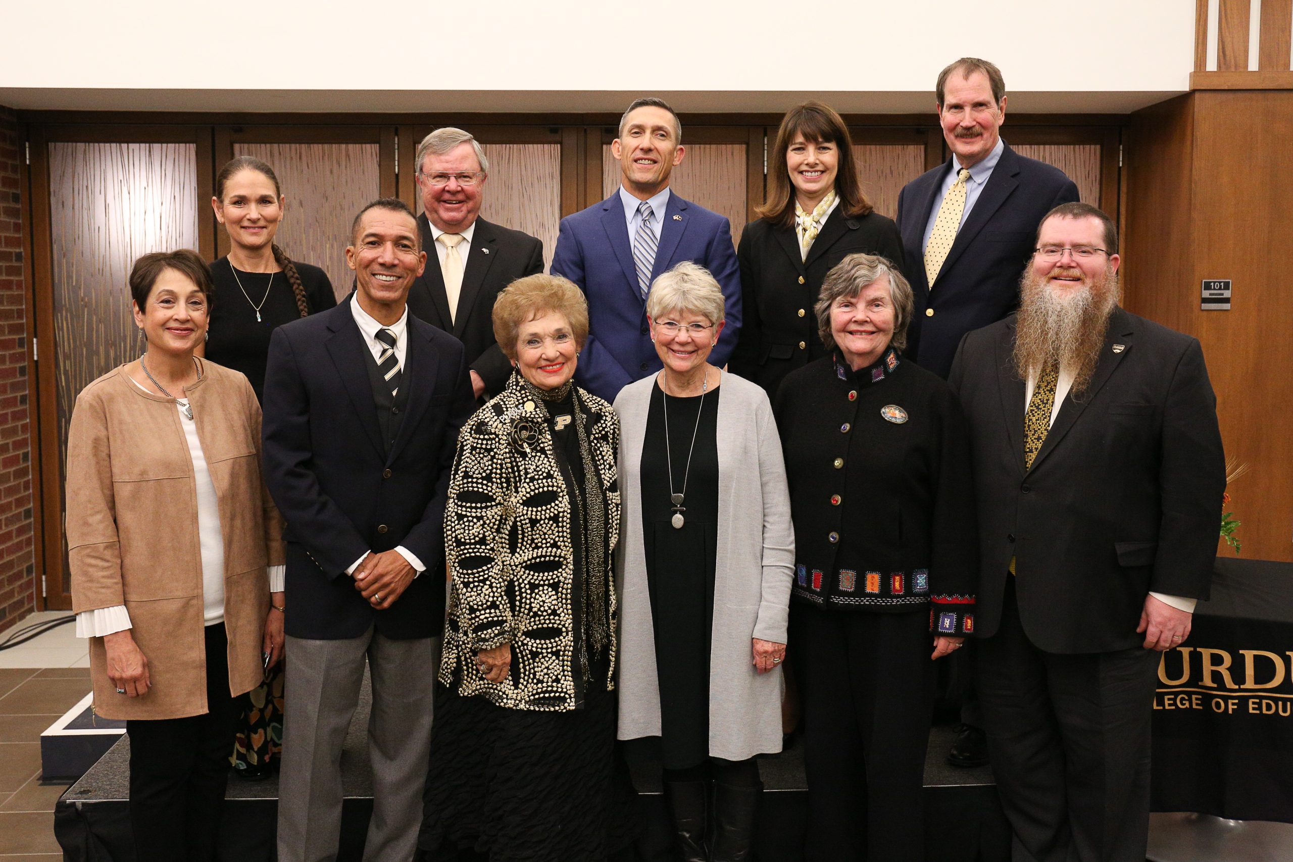 Purdue Distinguished Education Alumni smiling for a photo.