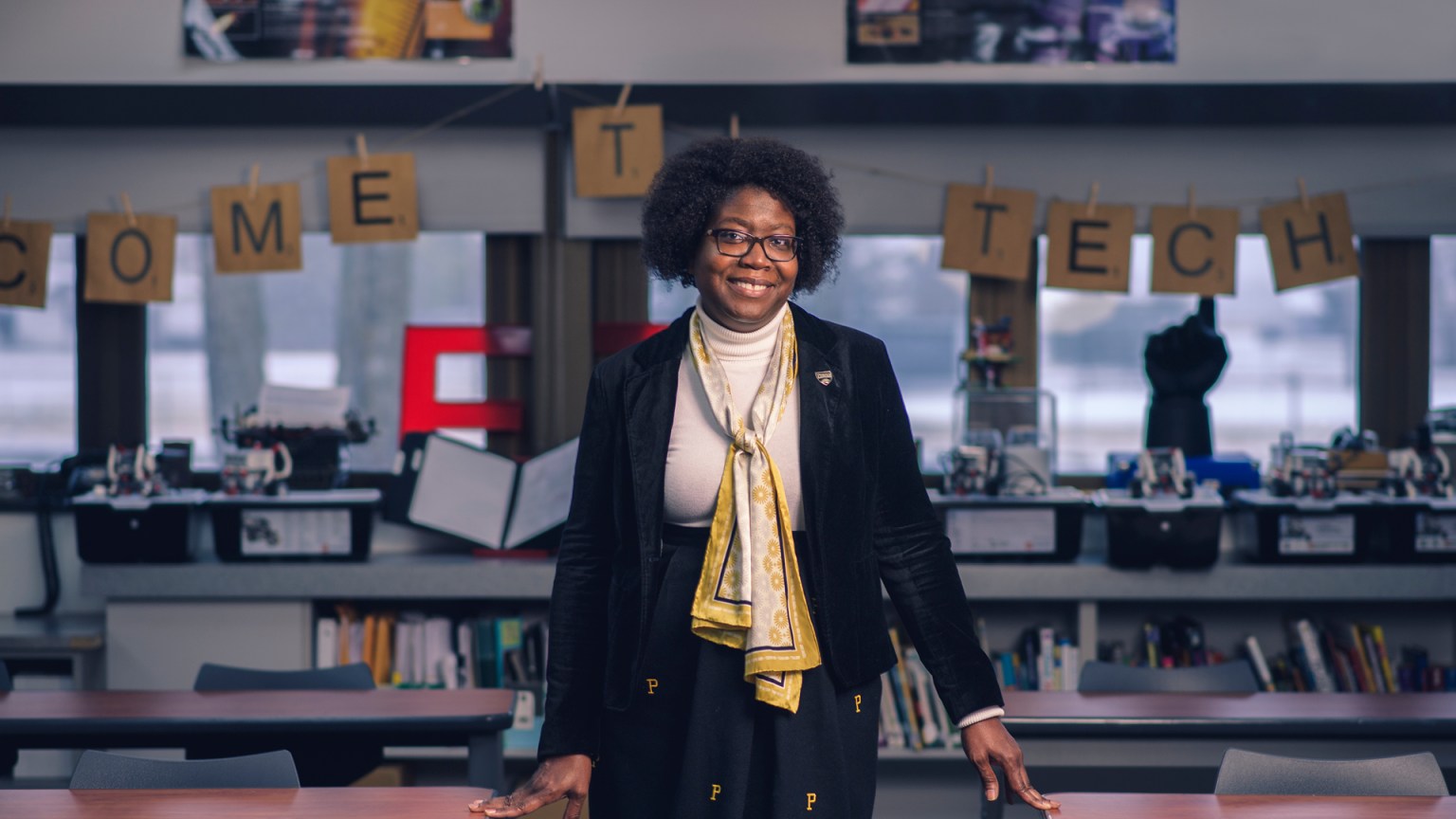 Sharita Ware, Indiana’s 2022 choice for Teacher of the Year, poses in her classroom at East Tipp Middle School.