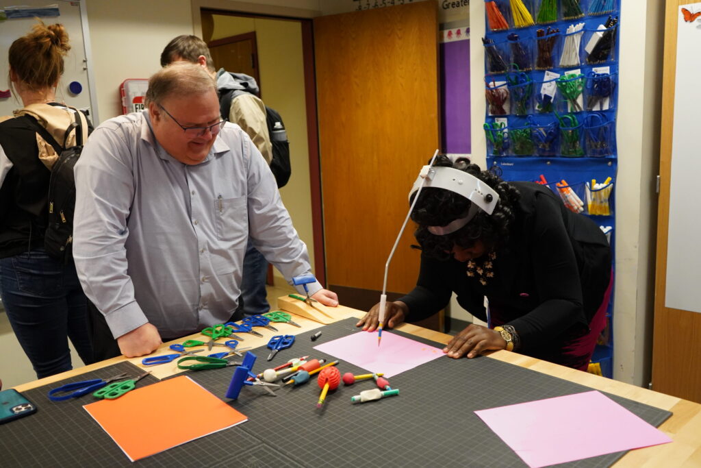 College of Education faculty members test out the instructional items at CREATE