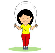 Cartoon girl jumping rope