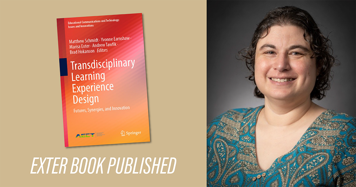 Marisa Exter featured next to her new book 