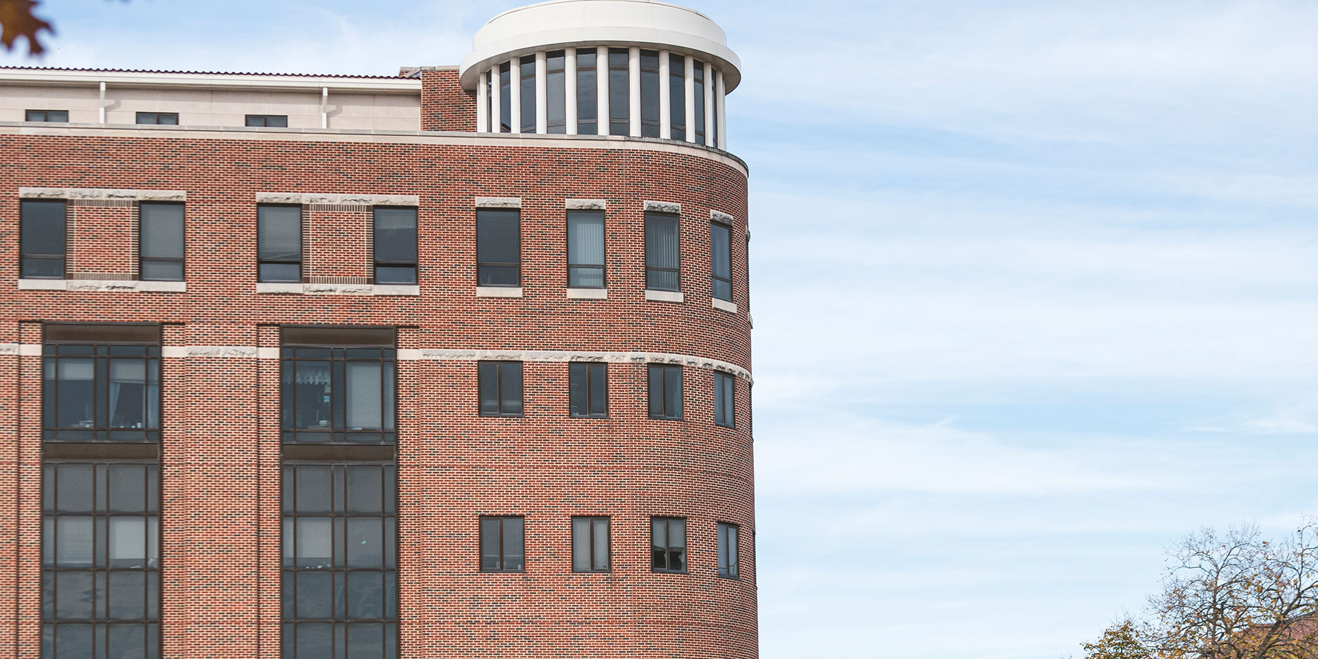 Beering Hall in front of a blue sky.