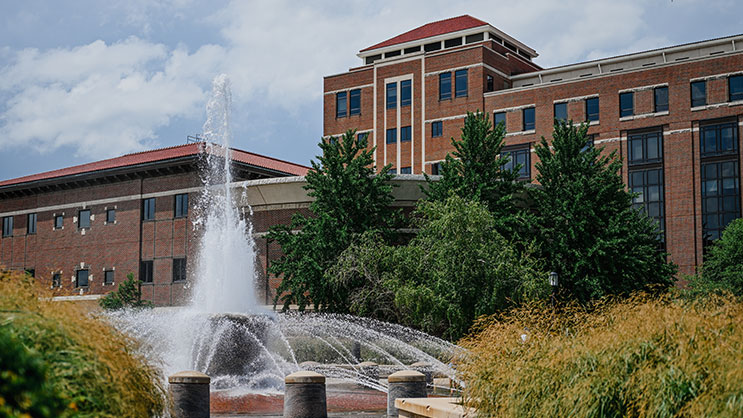 Loeb Fountain in front of Beering Hall