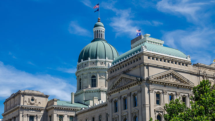 The Indiana Statehouse in Indianapolis, Indiana