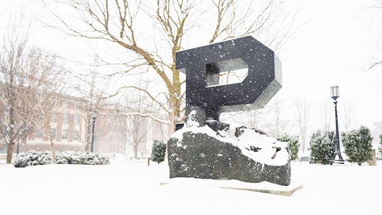The large P statue on Purdue University's campus