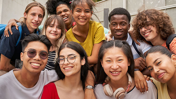 A group of diverse high school students