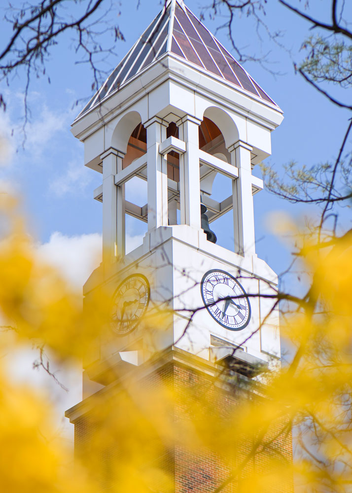 The bell tower at Purdue University