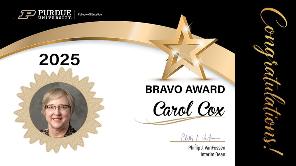 Carol Cox Bravo Award certificate