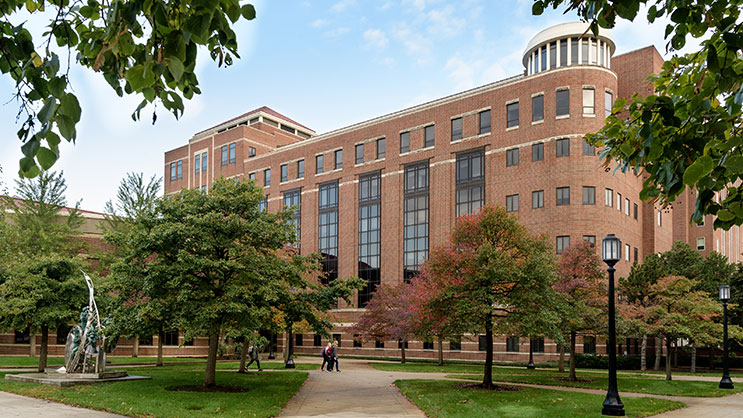 An exterior shot of Beering Hall at Purdue University