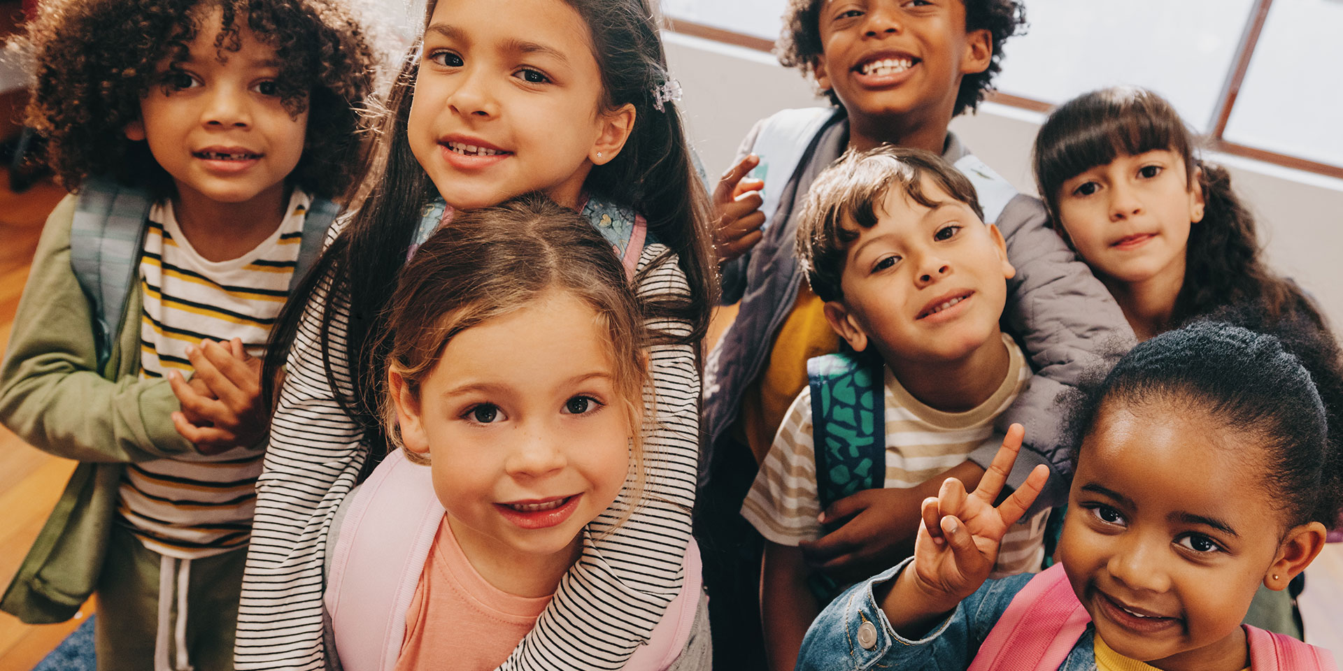 A group of diverse elementary school students