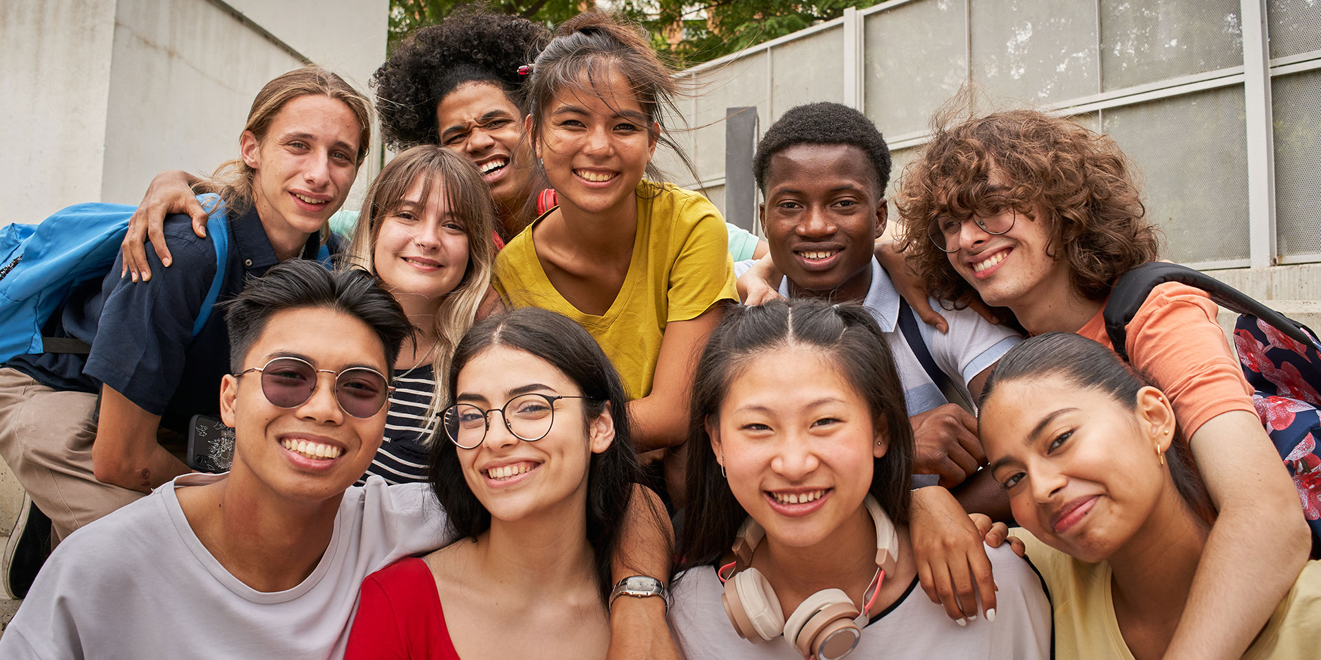 A group of diverse high school students