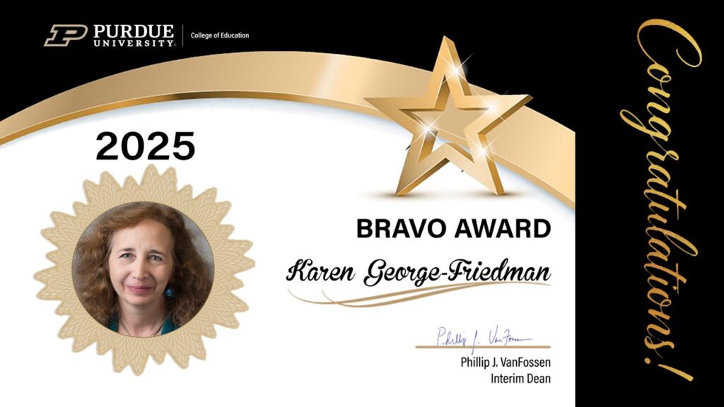 Karen George-Friedman Bravo Award certificate