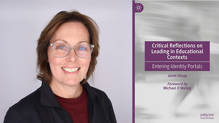Janet Alsup with her new book, "Critical Reflections on Leading in Educational Contexts"