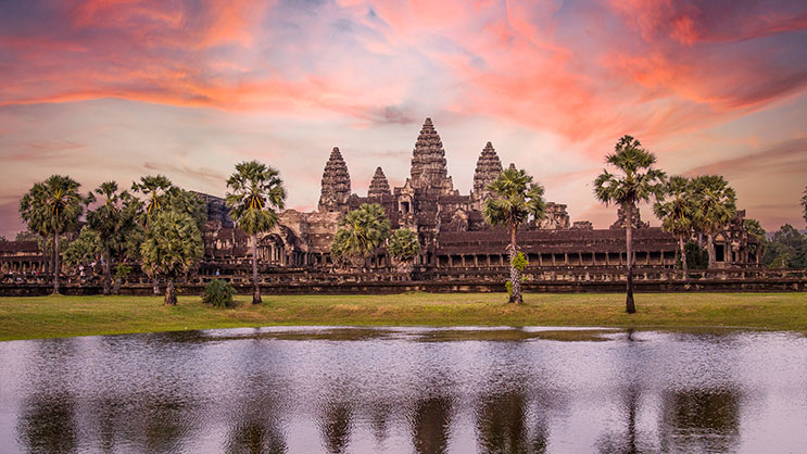 Sunrise over ruins in Cambodia