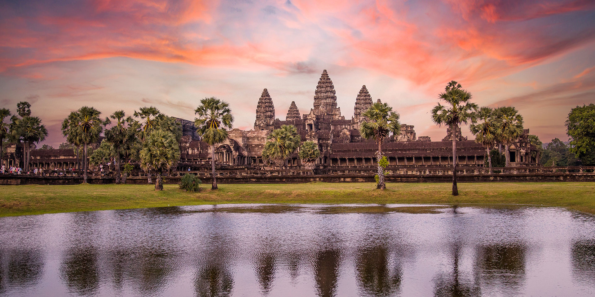 Sunrise over ruins in Cambodia